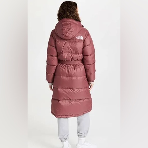 The North Face Women’s Nuptse Belted Long Parka Wild Ginger NF0A5GIM6R4 - Picture 2 of 8